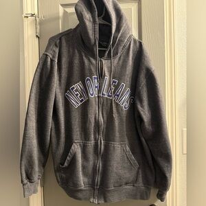 Men’s New Orleans hooded zippered front jacket in gray Size XL